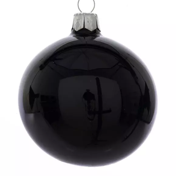 Eminza Lot De 6 Boules De Noël En Verre (D80 Mm) Arctique Brillantes Noir