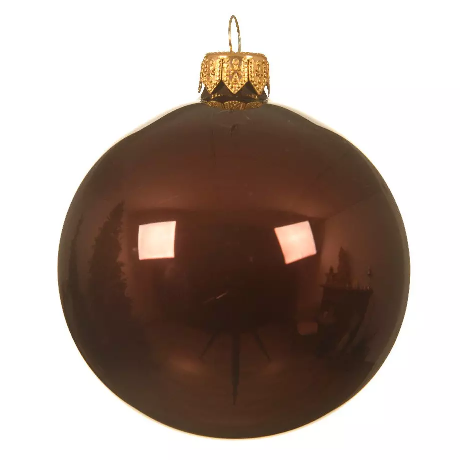 eminza Lot de 6 boules de Noël en verre (D80 mm) Arctique brillantes Acajou