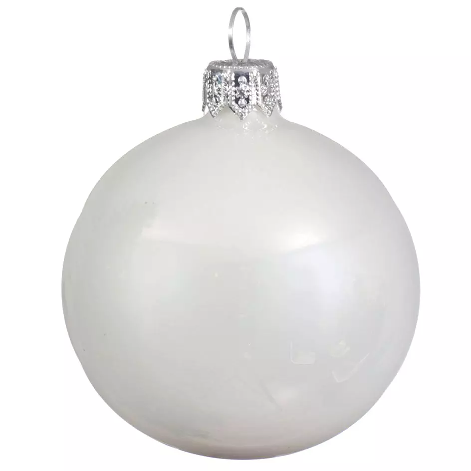 eminza Lot de 6 boules de Noël en verre (D80 mm) Arctique brillantes Blanc