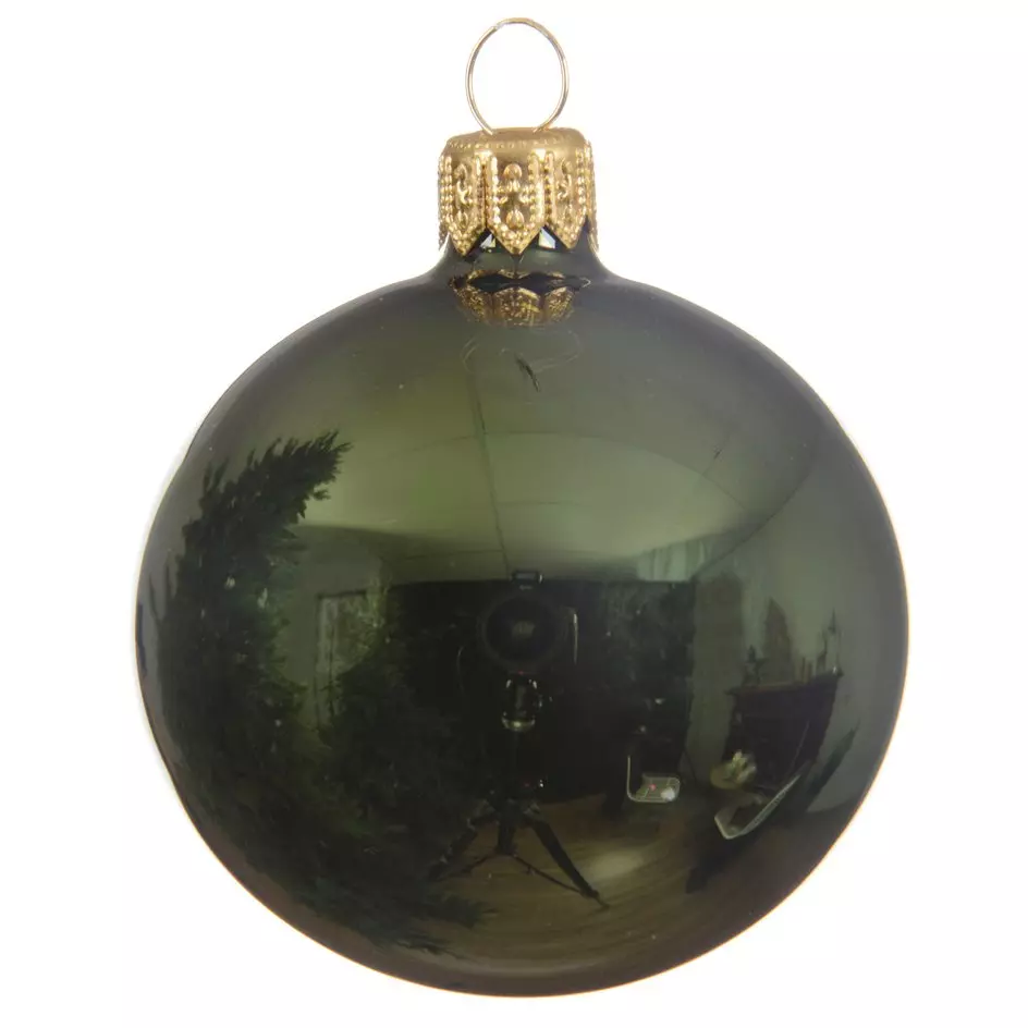 eminza Lot de 6 boules de Noël en verre (D80 mm) Arctique brillantes Vert sapin