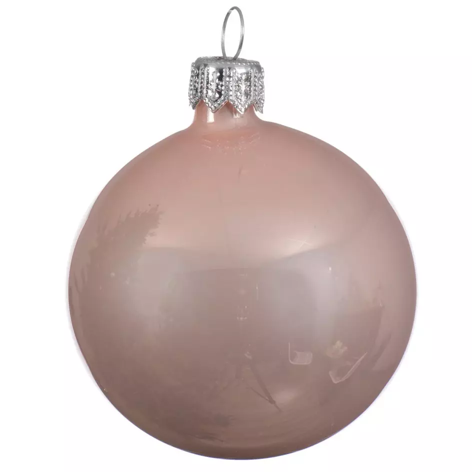 eminza Lot de 6 boules de Noël en verre (D80 mm) Arctique brillantes Rose poudré