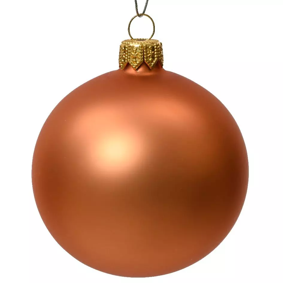 eminza Lot de 6 boules de Noël en verre (D80 mm) Arctique mates Cuivre