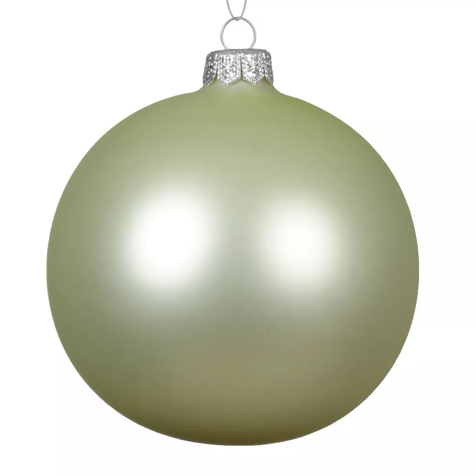 eminza Lot de 6 boules de Noël en verre (D80 mm) Arctique mate Menthe blanche