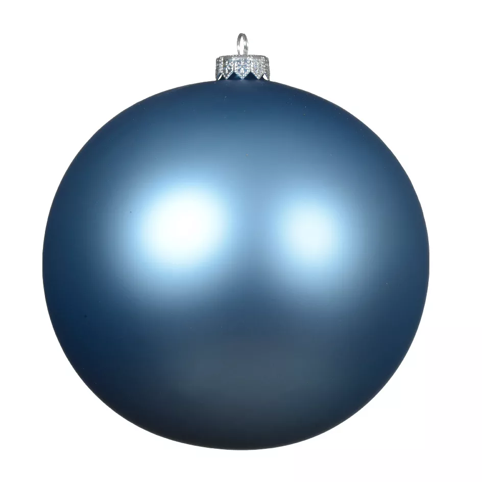 eminza Lot de 6 boules de Noël en verre (D80 mm) Arctique mate Bleu glacé