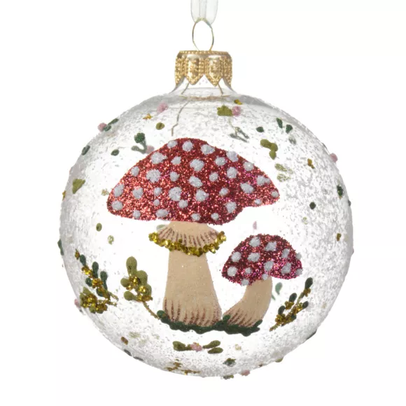 Eminza Lot De 6 Boules De Noël En Verre (D80 Mm) Champignon Des Bois Transparent