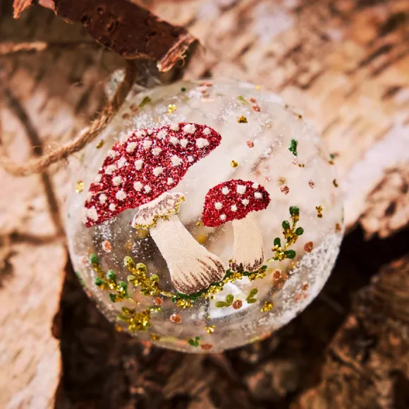 Eminza Lot De 6 Boules De Noël En Verre (D80 Mm) Champignon Des Bois Transparent