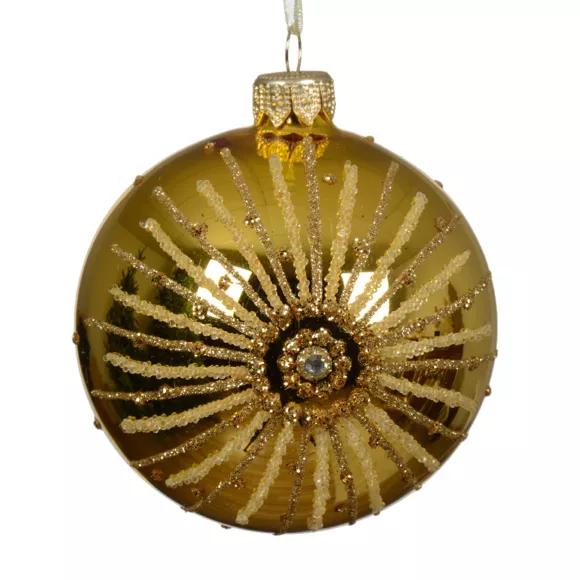 Eminza Lot De 6 Boules De Noël En Verre (D80 Mm) Feux D'artifice Or Clair