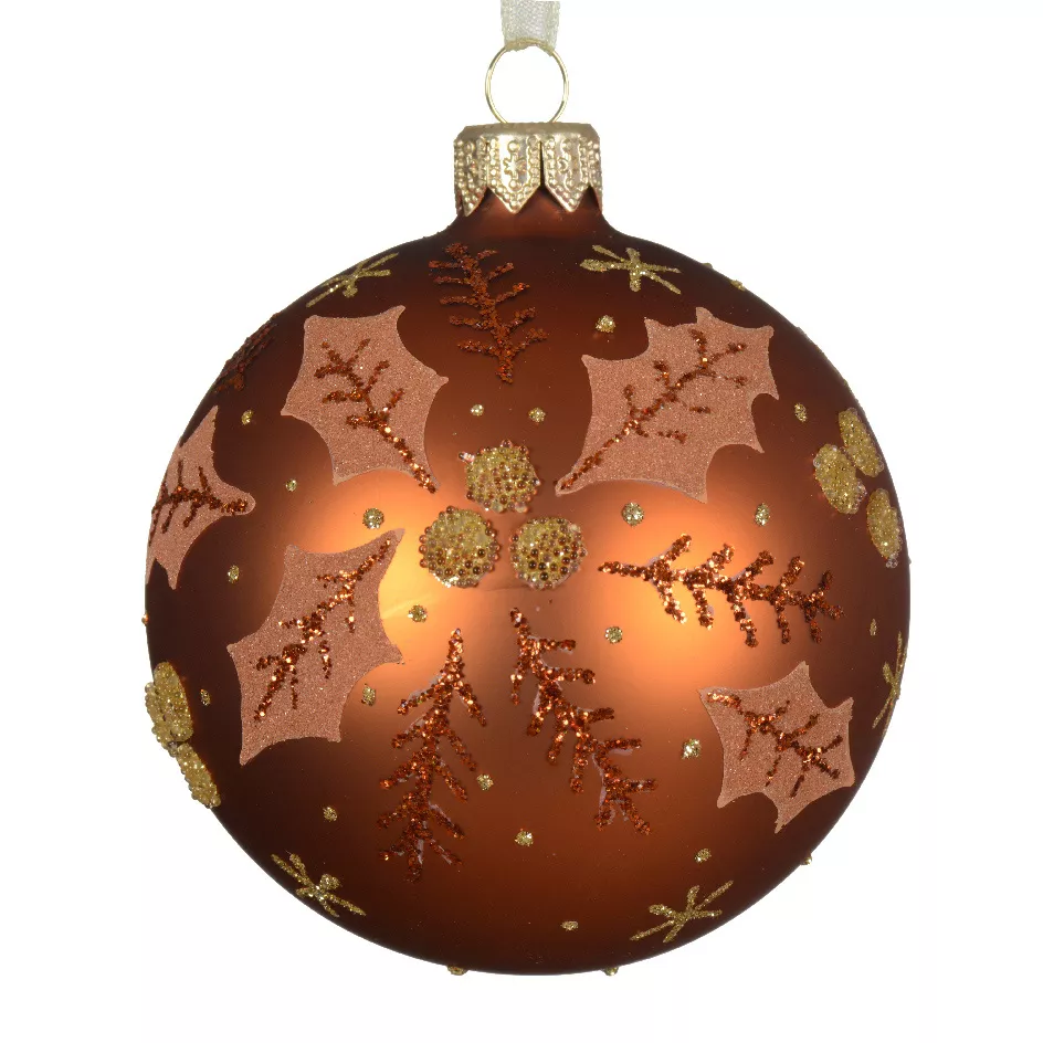 eminza Lot de 6 boules de Noël en verre (D80 mm) Houx Citrouille