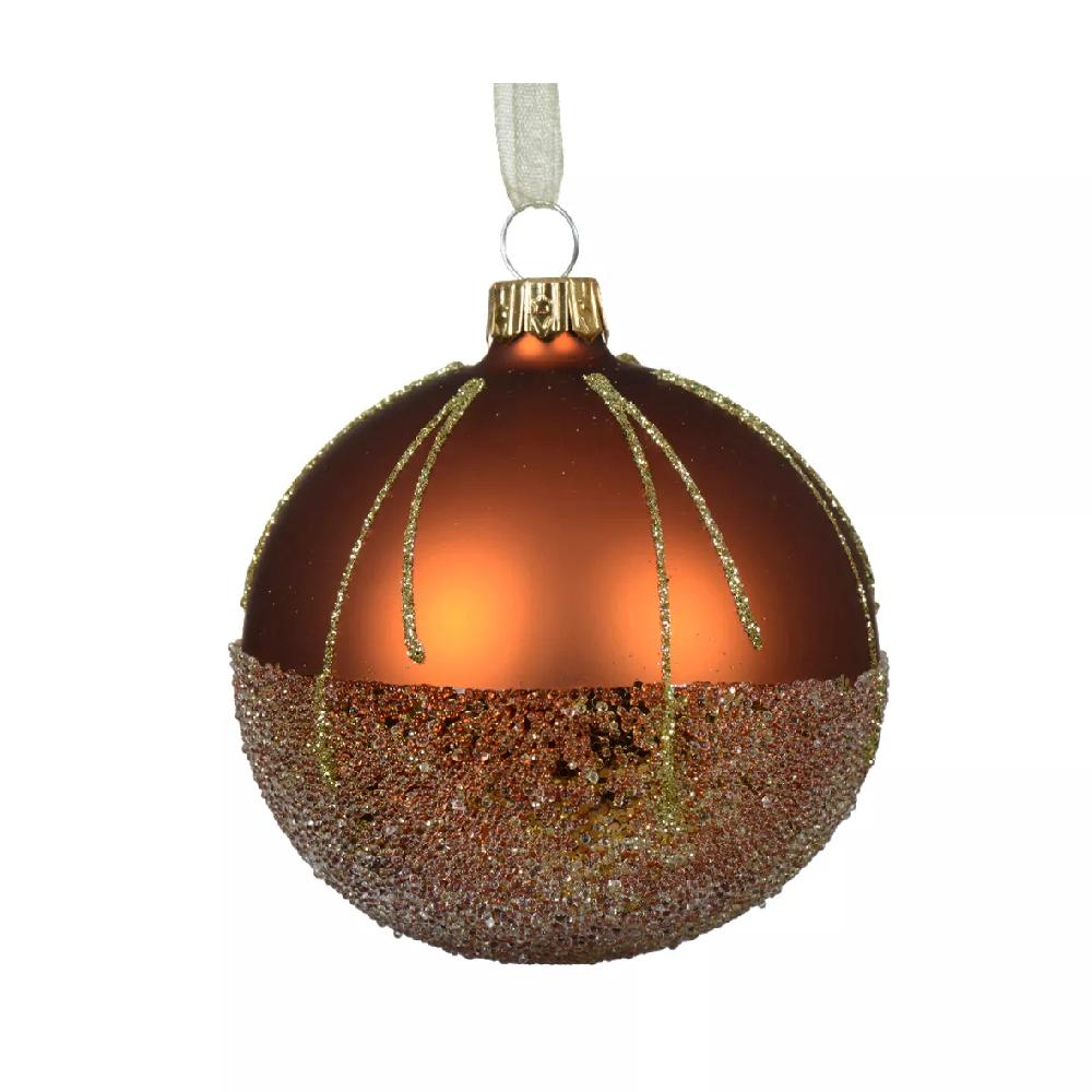 eminza Lot de 6 boules de Noël en verre (D80 mm) Luxury ballotine Citrouille