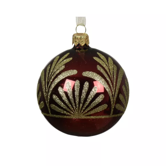 Eminza Lot De 6 Boules De Noël En Verre (D80 Mm) Luxury Bordeaux