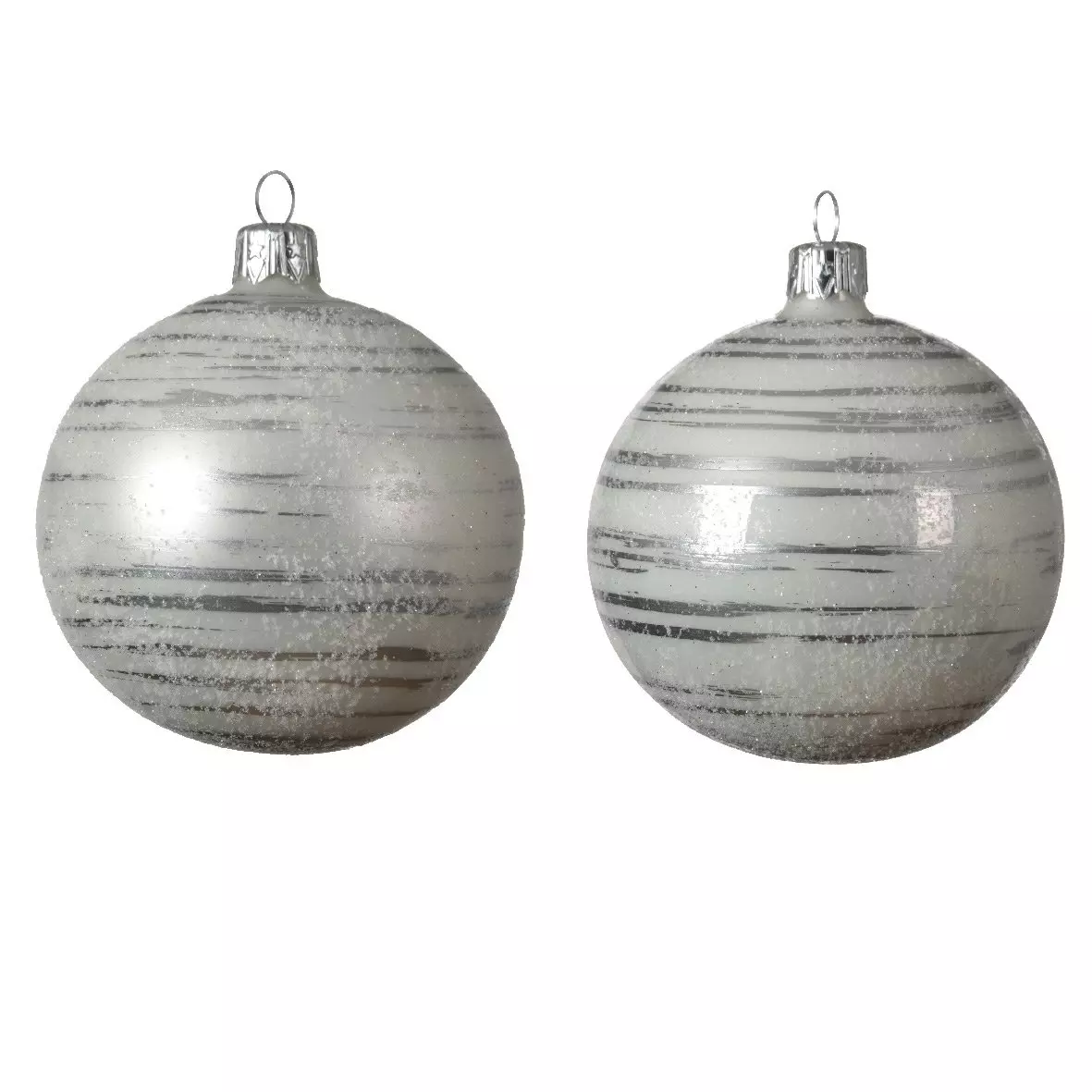 eminza Lot de 6 boules de Noël en verre (D80 mm) Rya Blanc
