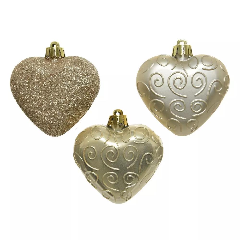 eminza Lot de 6 coeurs de Noël à suspendre (H6 cm) Alpine Perle