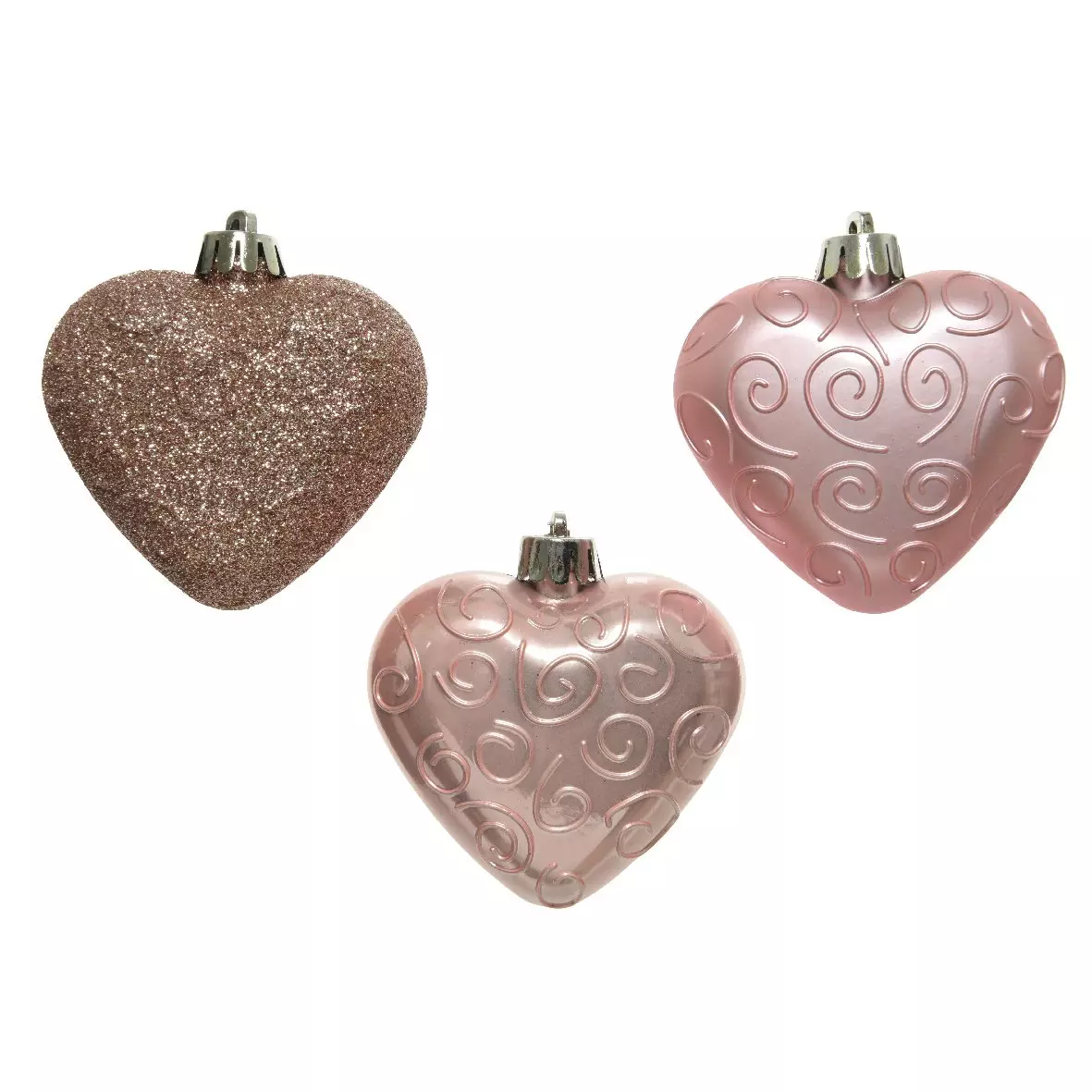 eminza Lot de 6 coeurs de Noël à suspendre (H6 cm) Alpine Rose poudré