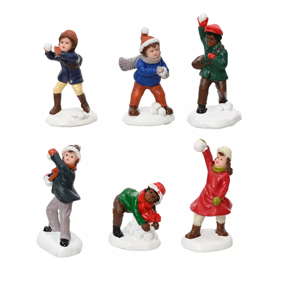 eminza Lot de 6 enfants (H5 5 cm) Jeux d'hiver pour village