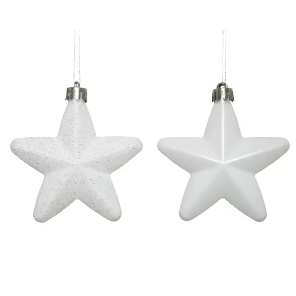 Eminza Lot De 6 étoiles De Noël à  Suspendre (H7 Cm) Alpine Blanc