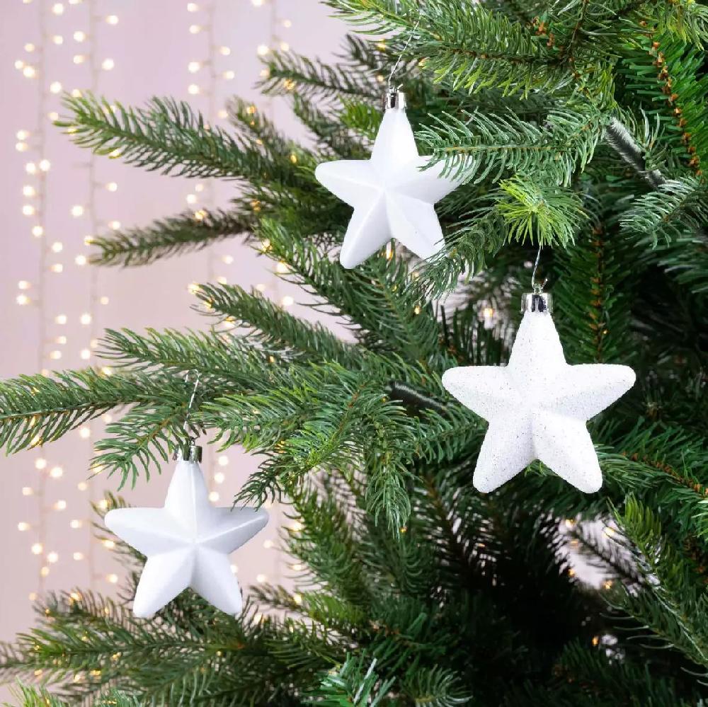 eminza Lot de 6 étoiles de Noël à  suspendre (H7 cm) Alpine Blanc