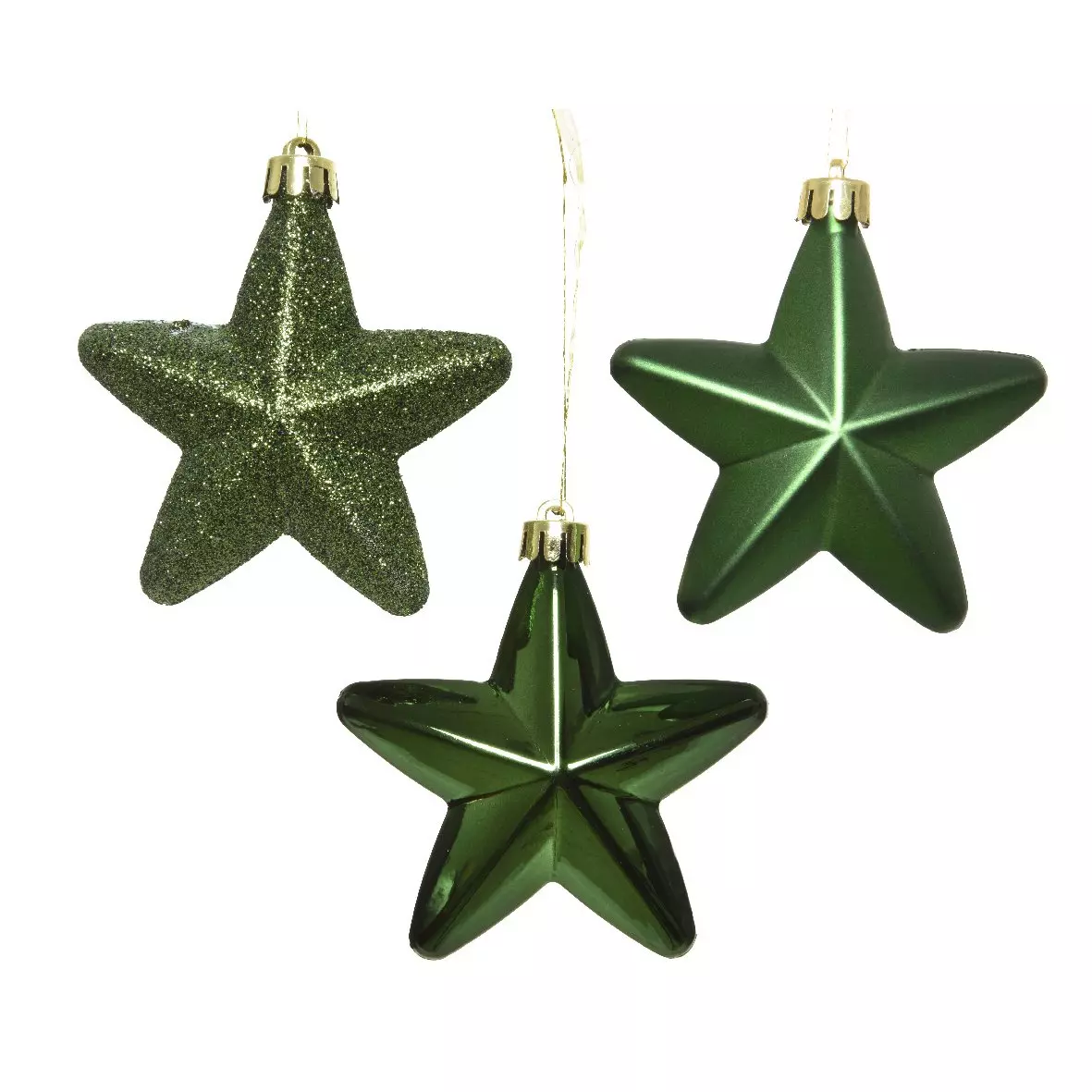 eminza Lot de 6 étoiles de Noël à suspendre (H7 cm) Alpine Vert sapin