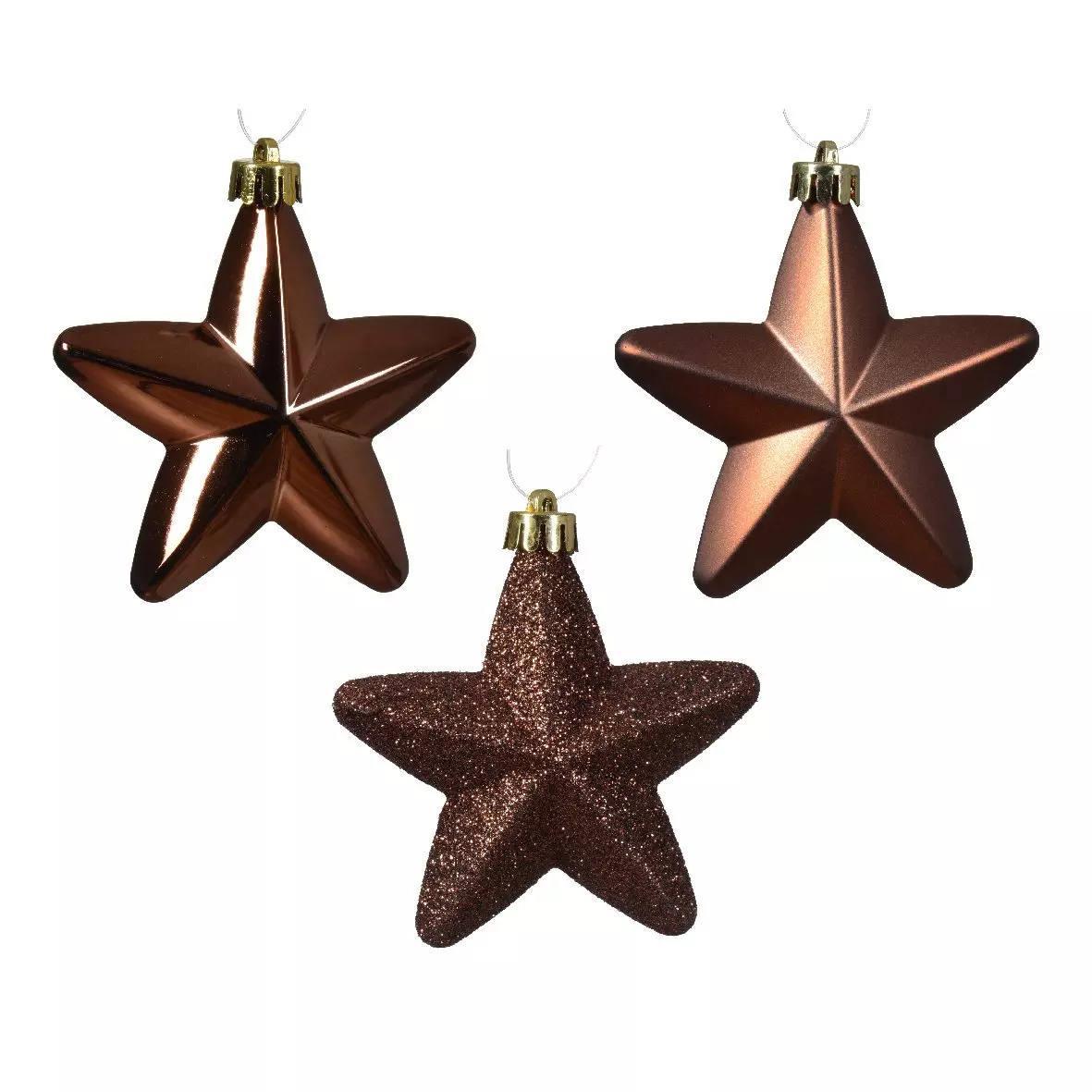 eminza Lot de 6 étoiles de Noël à suspendre (H7 cm) Alpine Brun café