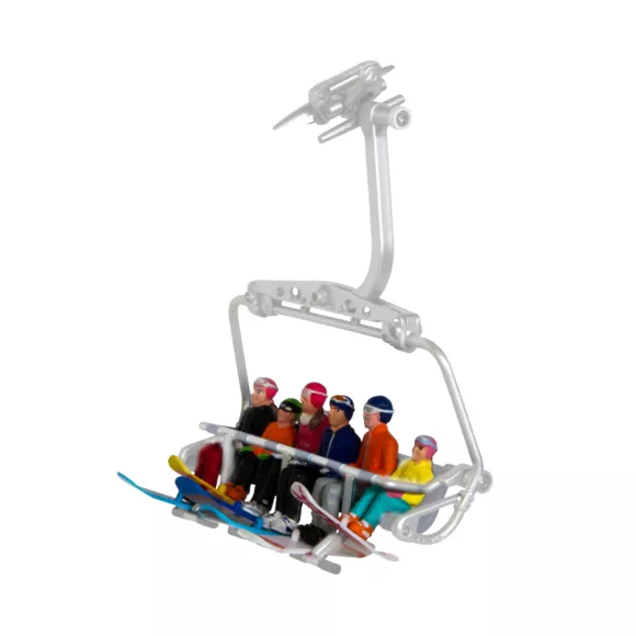 Eminza Lot De 6 Figurines My Village Snowboarders Assis Pour Télésiège