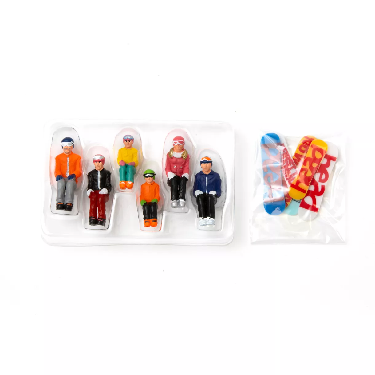 eminza Lot de 6 figurines My Village Snowboarders assis pour télésiège
