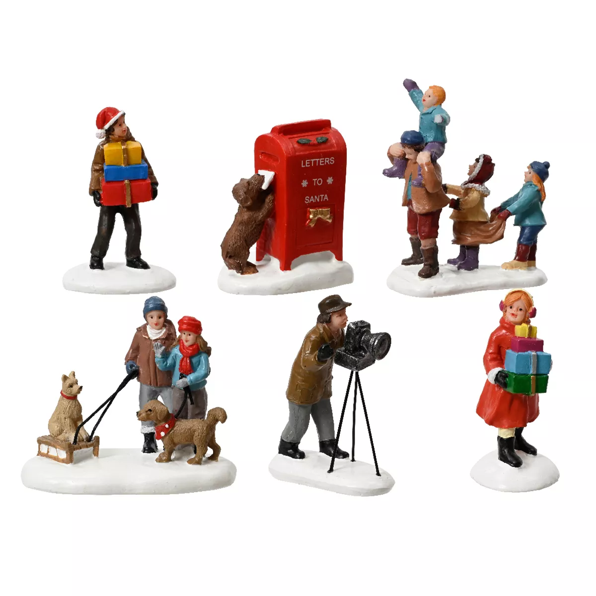 eminza Lot de 6 Figurines pour village (H7 5 cm) Personnages en ville