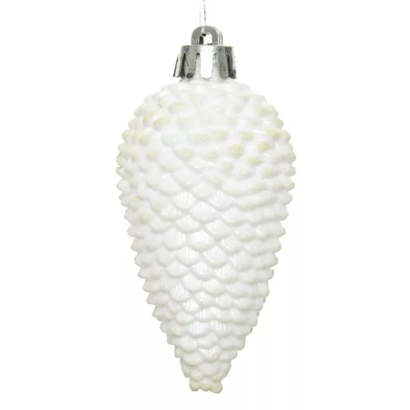 Eminza Lot De 6 Pommes De Pin à Suspendre (H8 Cm) Alpine Blanc