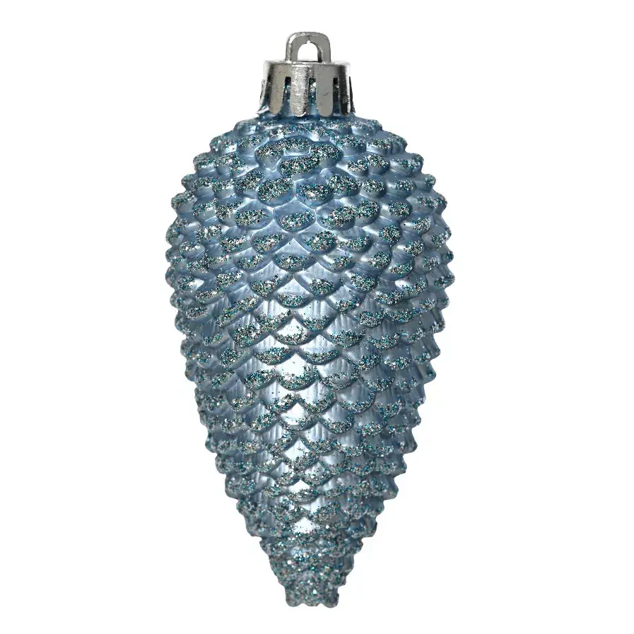 eminza Lot de 6 pommes de pin à suspendre (H8 cm) Alpine Bleu glacé