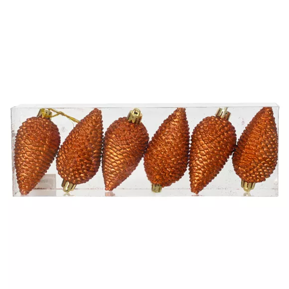 Eminza Lot De 6 Pommes De Pin à Suspendre (H8 Cm) Alpine Citrouille