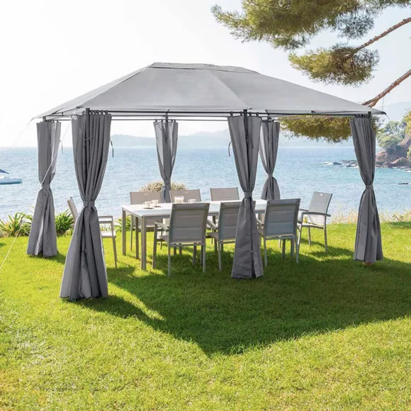 Eminza Lot De 6 Rideaux De Tonnelle Santorini - Ardoise