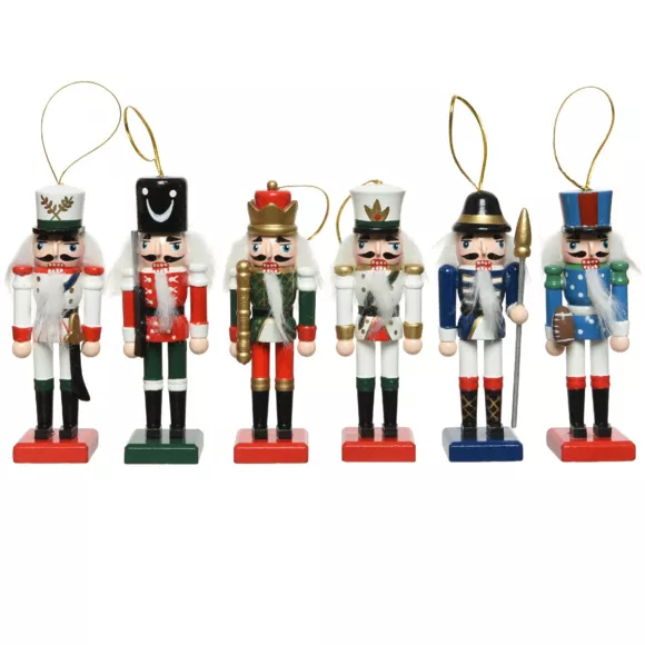 Eminza Lot De 6 Soldats Casse-noisette à Suspendre (H12 Cm) Multicolore