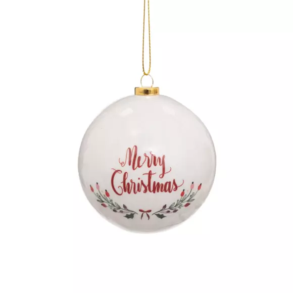 Eminza Lot De 7 Boules De Noël (D75 Mm) Merry Christmas Rouge
