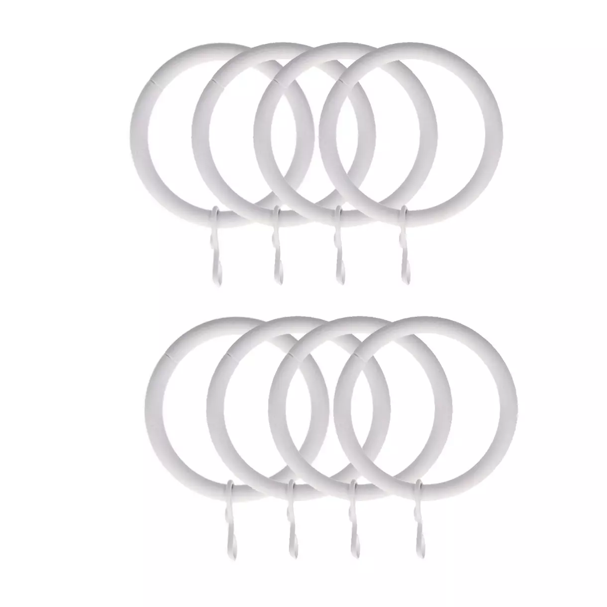 eminza Lot de 8 anneaux tringle rideau (D28 mm) Lino Blanc mat