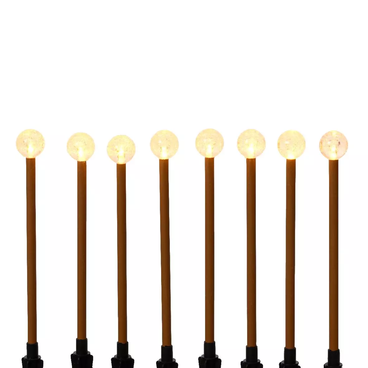eminza Lot de 8 pics lumineux à piles Sphères LED (H20 cm) Blanc chaud