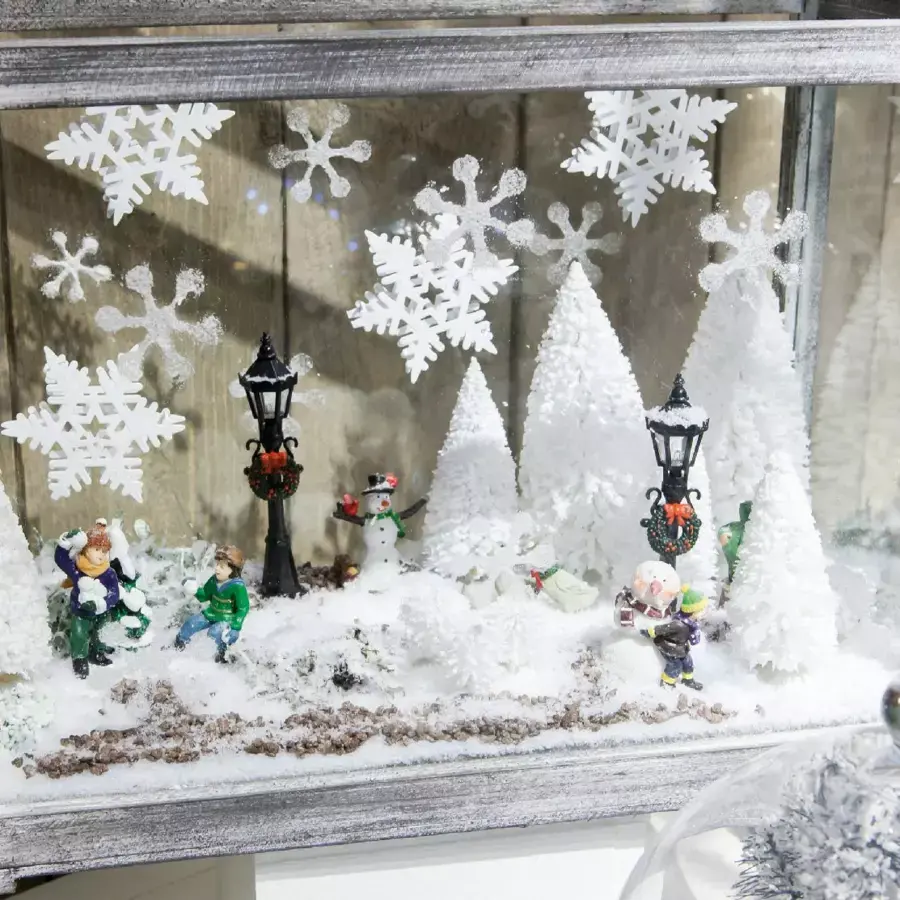 Eminza Lot De 9 Sapins Blanc Pour Aménager Un Village