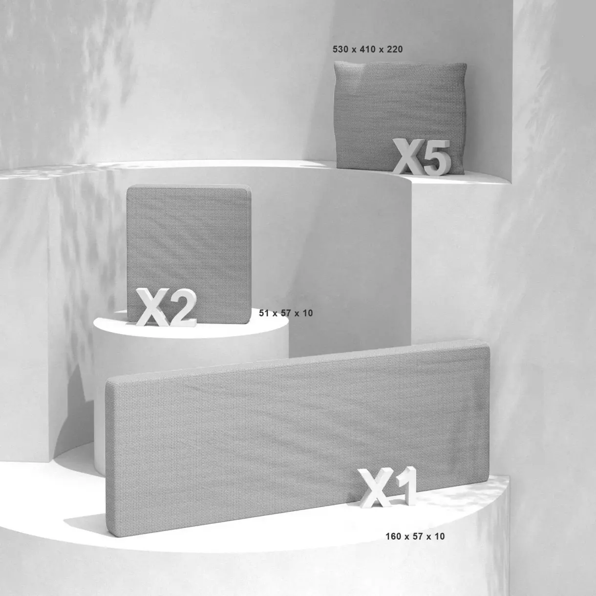 eminza Lot de coussins de remplacement pour salon de jardin Calvi 5 places Gris clair
