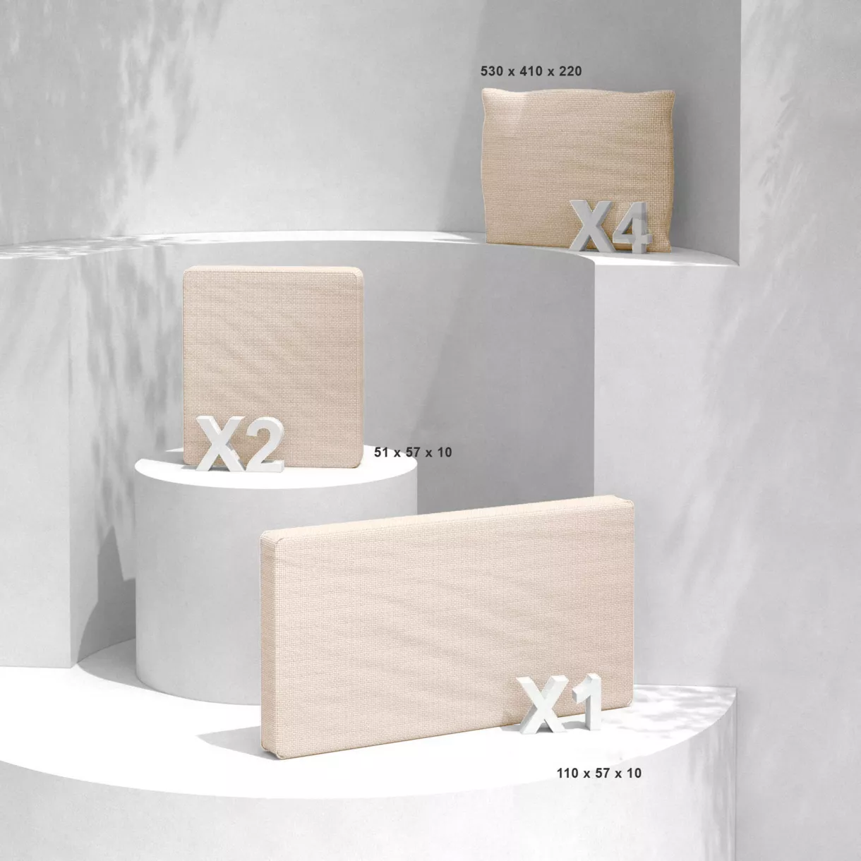 eminza Lot de coussins de remplacement pour salon de jardin Calvi 4 places Beige