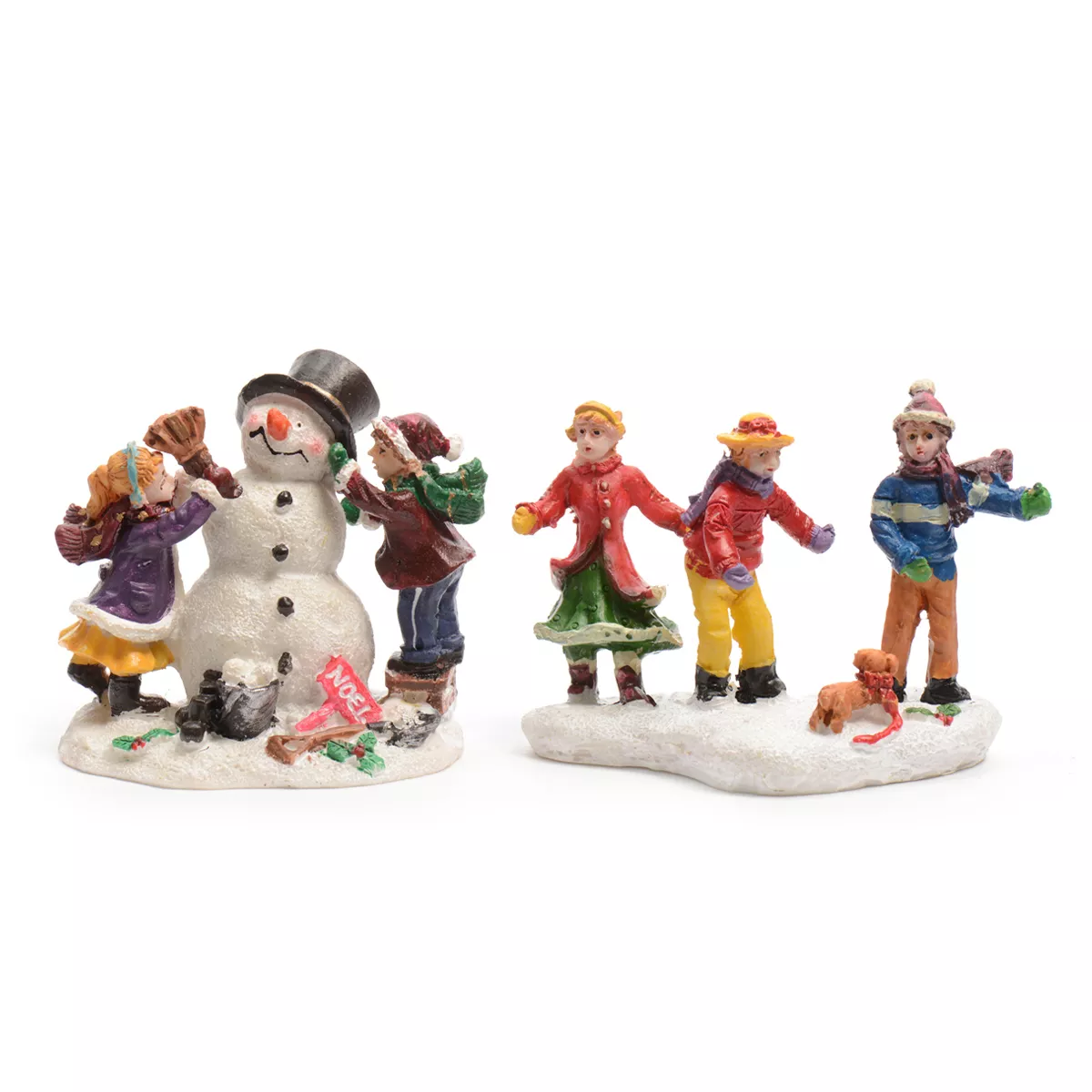 eminza Lot de figurines Enfants et Bonhomme de neige pour village