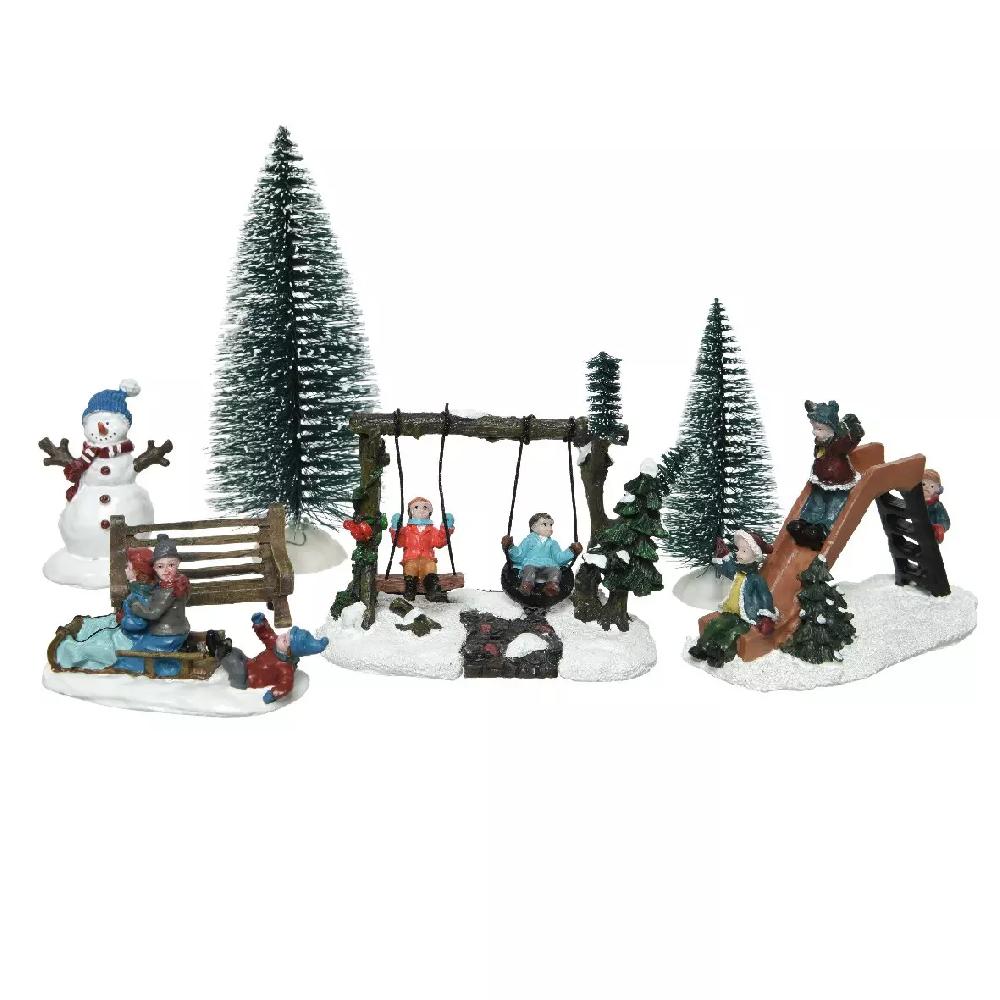 eminza Lot de figurines et accessoires Parc d'enfants pour village