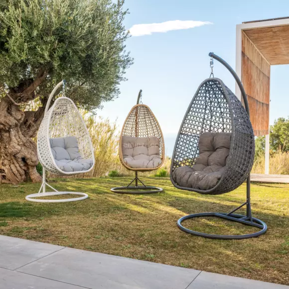 Eminza Loveuse Suspendue En Résine Tressée Coral Gris Anthracite