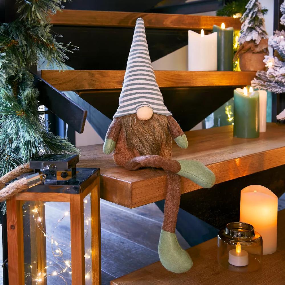 eminza Lutin de Noël à asseoir (H50 cm) Andie Menthe blanche