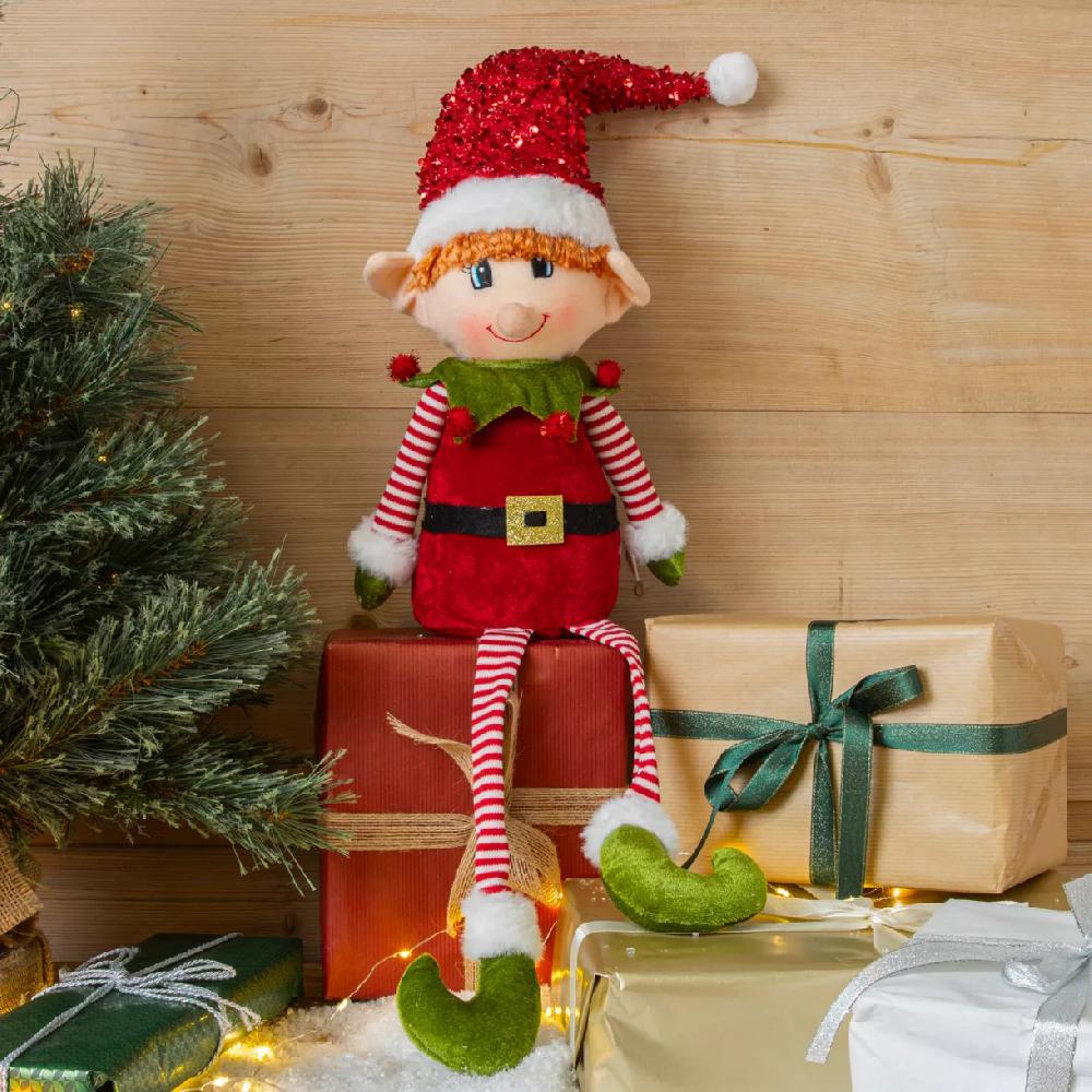 eminza Lutin farceur à asseoir (H20 cm) Pipo en Père Noël