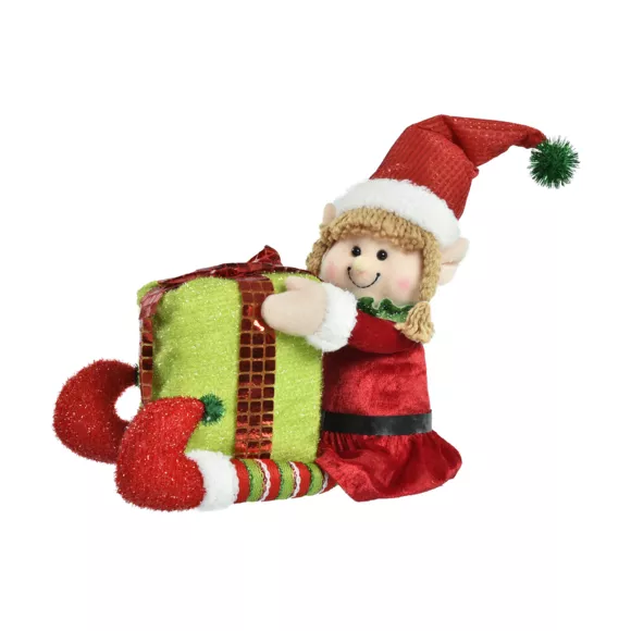 Eminza Lutin Farceur Assis (H30 Cm) Odette Et Son Cadeau
