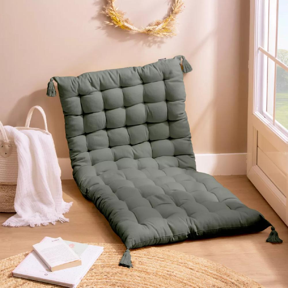 eminza Matelas de sol coton (120 x 60 cm) Pixel Vert kaki