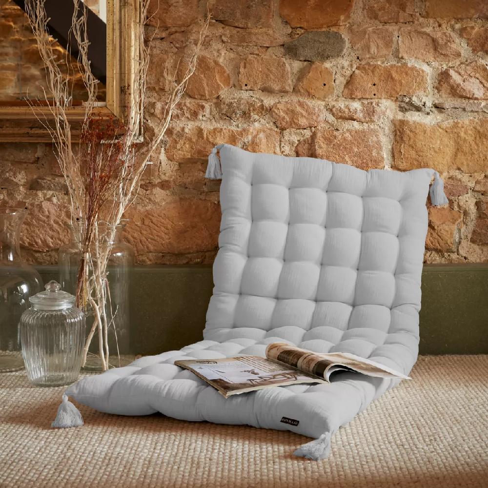 eminza Matelas de sol gaze de coton (60 x 120 cm) Gaïa Gris nuage