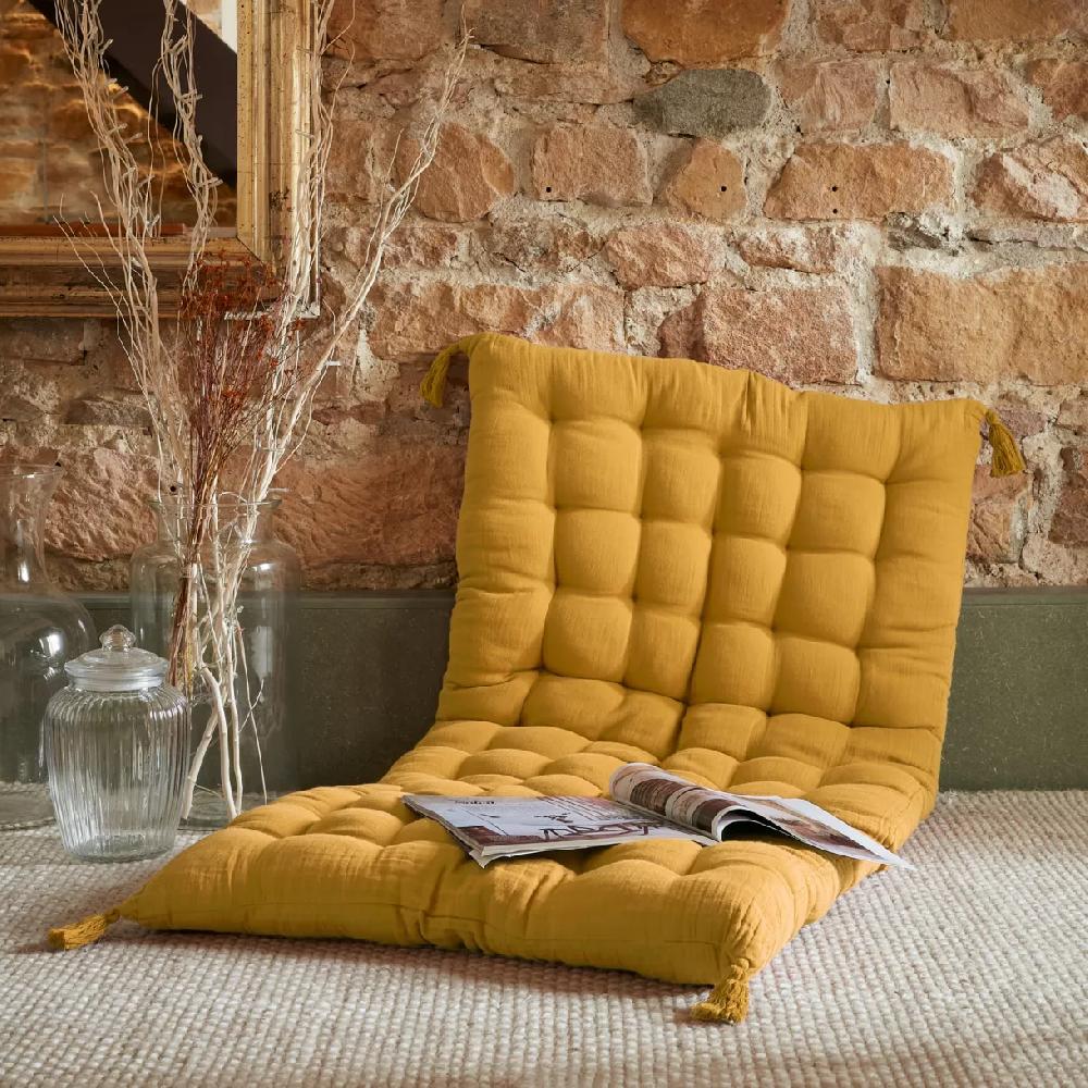 eminza Matelas de sol gaze de coton (60 x 120 cm) Gaïa Jaune safran