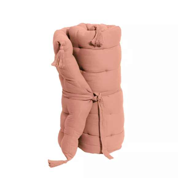 Eminza Matelas De Sol Gaze De Coton (60 X 120 Cm) Gaïa Rose Pêche