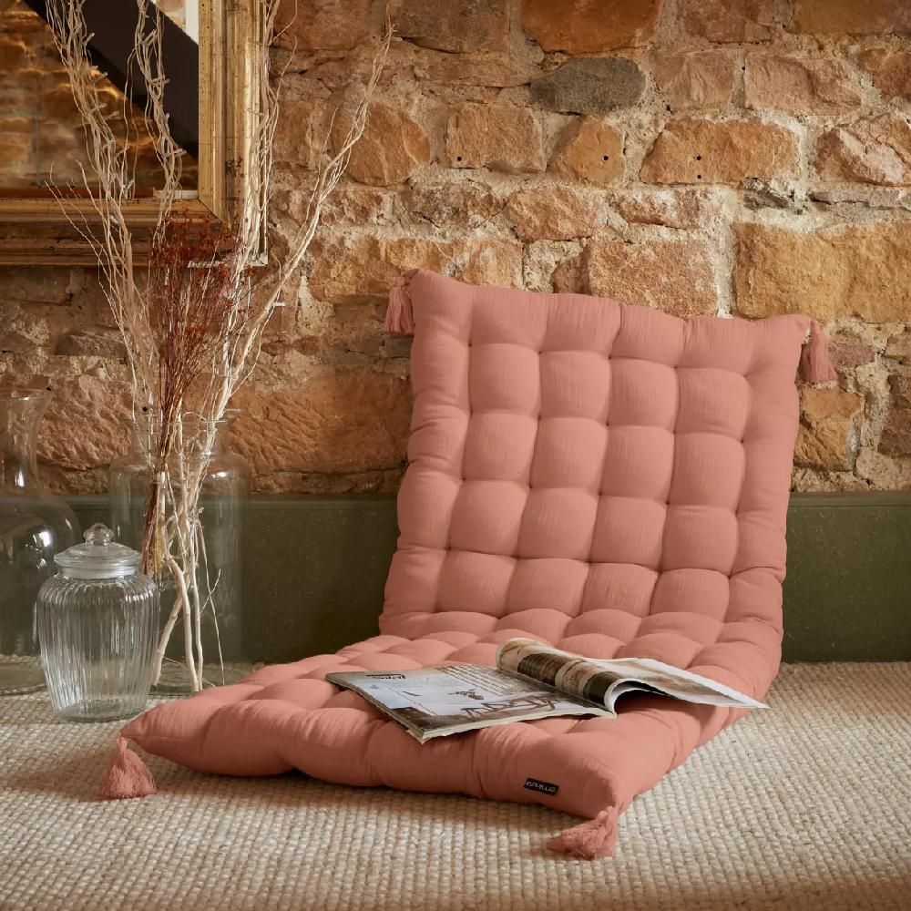 eminza Matelas de sol gaze de coton (60 x 120 cm) Gaïa Rose pêche