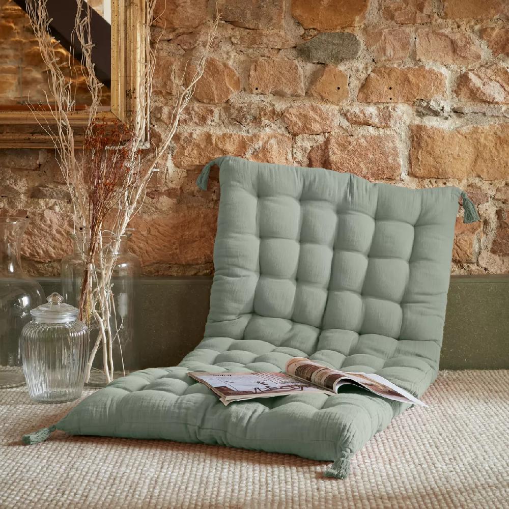 eminza Matelas de sol gaze de coton (60 x 120 cm) Gaïa Vert eucalyptus