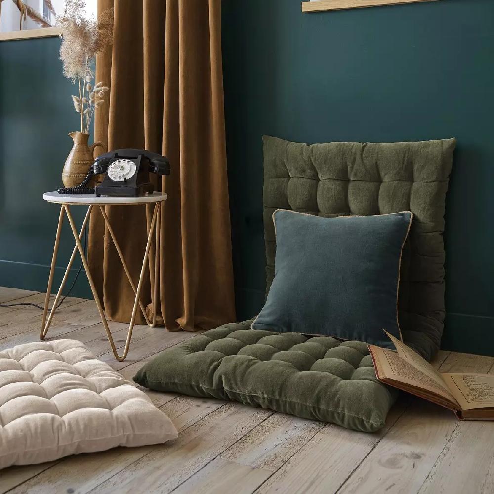 eminza Matelas de sol velours de coton (60 x 120 cm) César Vert thym