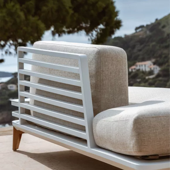 Eminza Méridienne De Jardin En Aluminium Monte Carlo Blanc Et Taupe